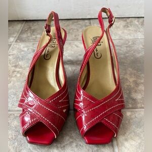 Gaja Red Slingback Sandals